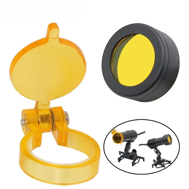 16/18/20mm Dental LED Headlight Yellow Filter - Anti-Glare Protection for Loupes & Operatory Lights