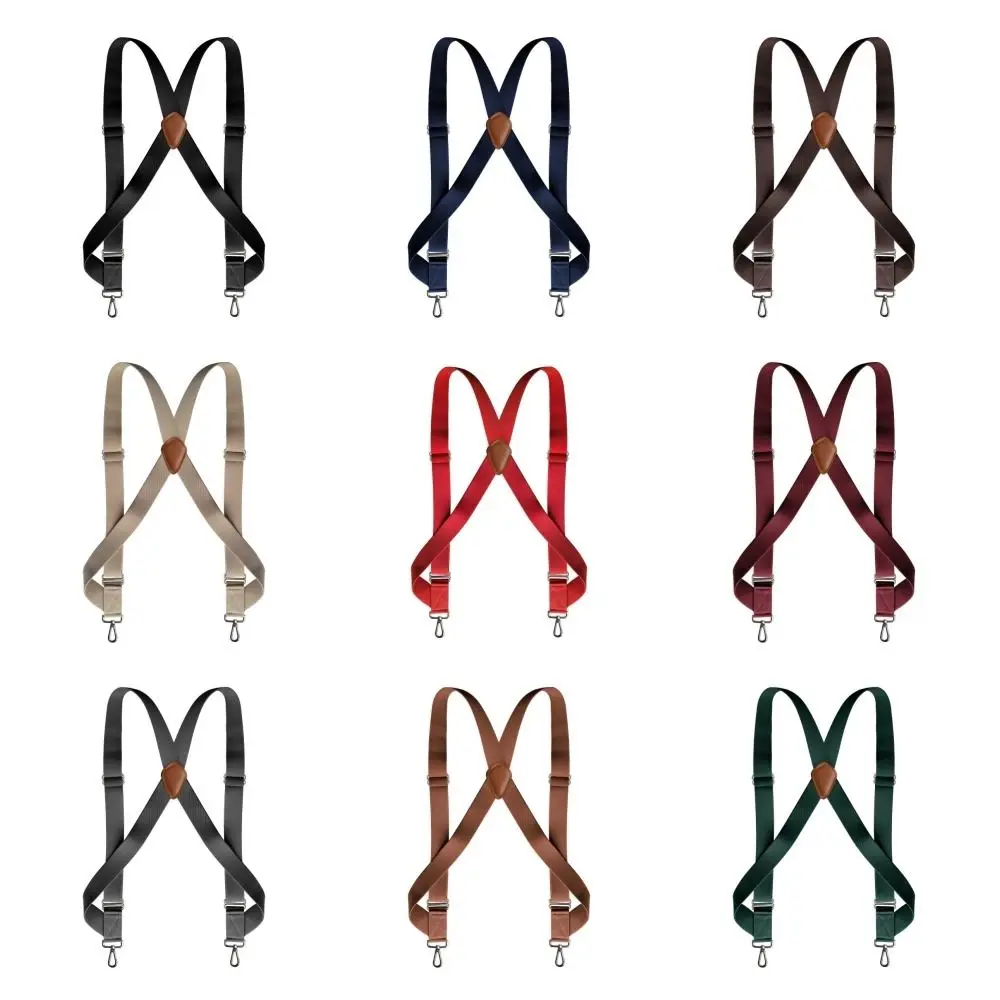 Suspender Retro Kasual untuk Pria Gaya Inggris Klip Logam Suspender Kulit Aksesoris Jas Klip Suspender Anti-selip Pria