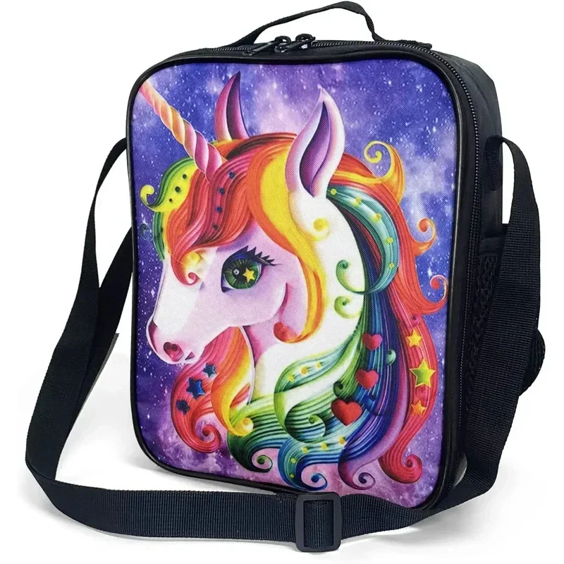 Insulated Lunch Bag for Girls Pink Cute Unicorn Lunch Bag with Shoulder Strap School Bento Lunch Box for Kids Toddlers Teens