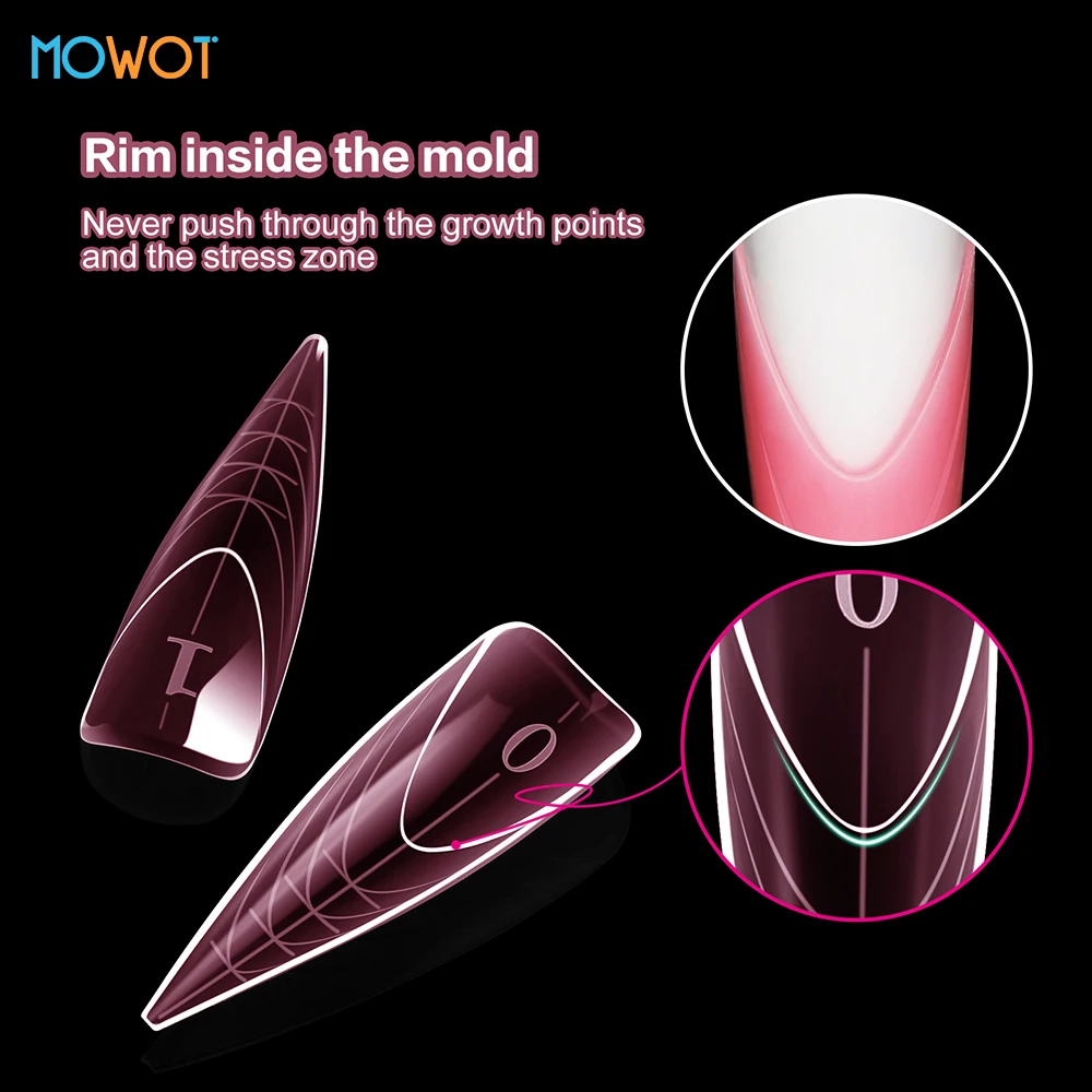 MOWOT 150pcs Nail Dual Forms Stiletto Square Acrylic Poly Nail Gel Quick Building Gel Molds Full Cover French Extension Top Form