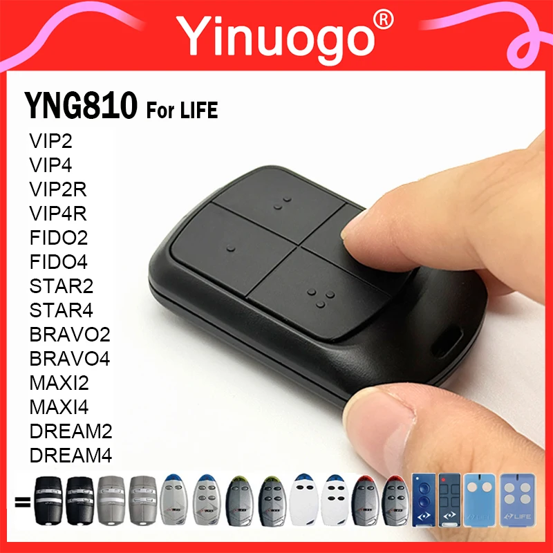 YNG810 لـ LIFE FIDO MAXI 2 4 DREAM STAR BRAVO VIP 2 4 VIP2R VIP4R باب المرآب/بوابة التحكم عن بعد 433.92 ميجا هرتز رمز المتداول