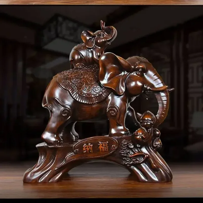 

Resin elephant living room office gourd mother son elephant feng shui decoration crafts home decor