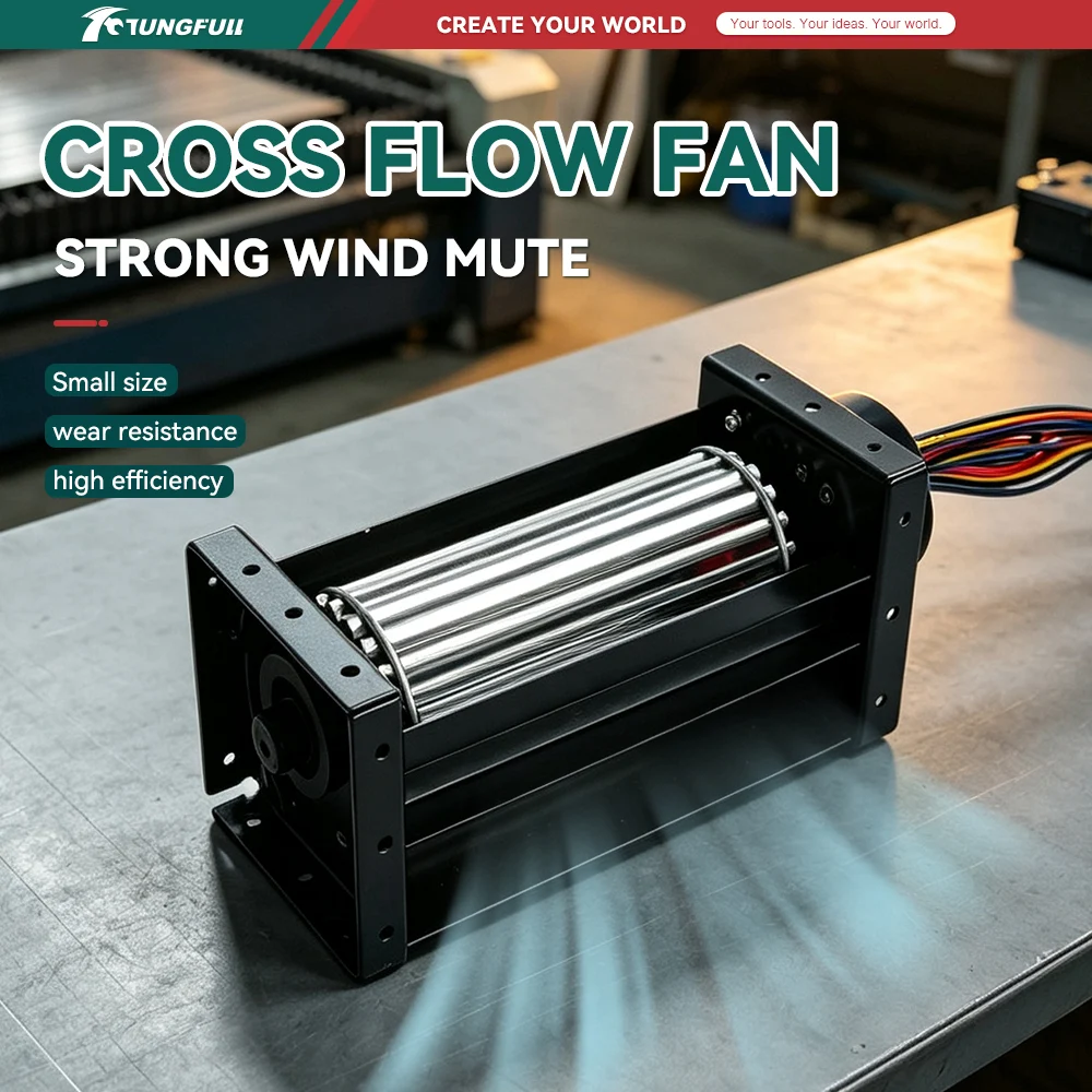 PWM DC24V Cross Flow Tangential Blower Fan for AC Cooling And Heater Long Barrel Roller Ventilation Fan 120x120x38mm