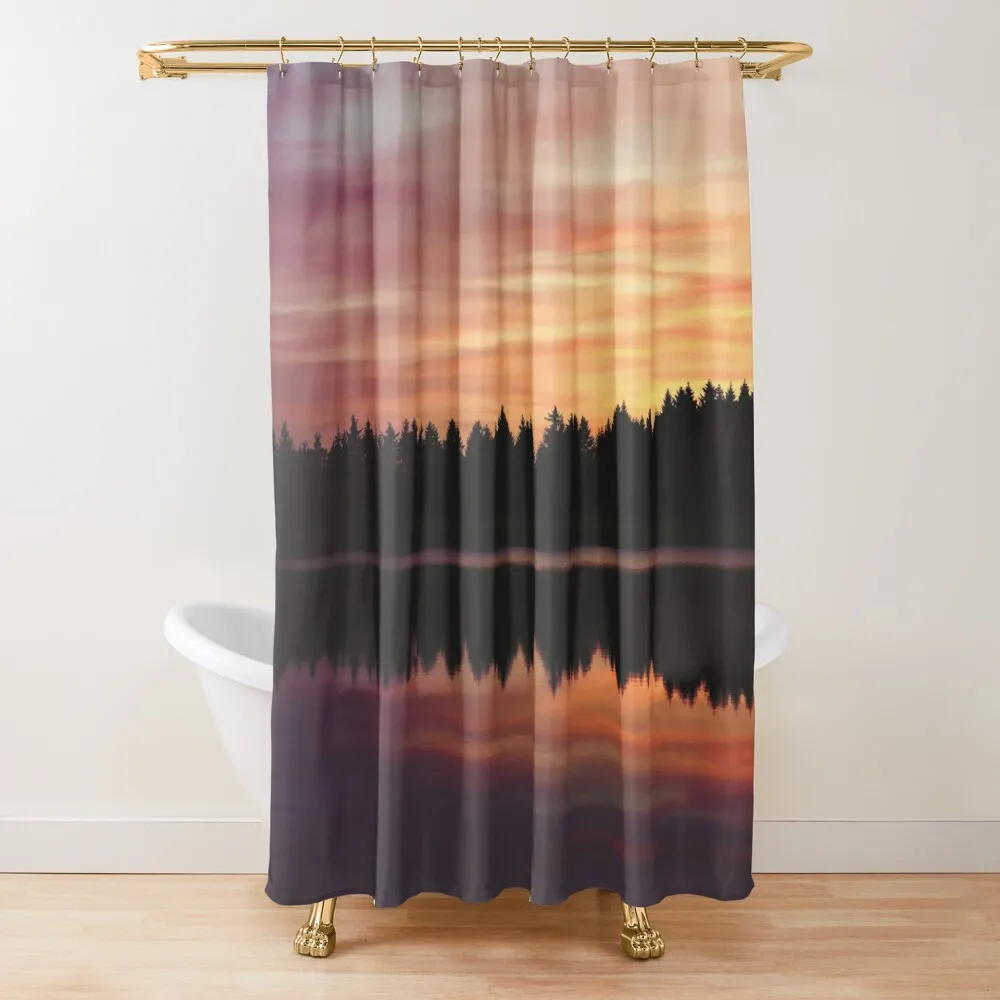 

Haunt Me, Haunt Me Do It Again // New Romantic Silent Peaceful Forest Lake Dawn With Cascadia Trees Wave In Warm Shower Curtain