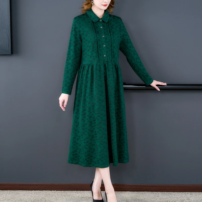 

2023 New Fashion Embroidery Dress Women's Autumn Vintage Versatile Long Sleeve Loose Fit Leisure Party Party Party Dress Vestido