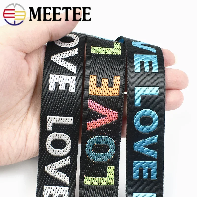 Meetee 8Yards 25/38mm Nylon Jacquard Webbing Tape LOVE Ribbon DIY Bag Shoulder Strap Band Garment Decoration Sewing Accessories