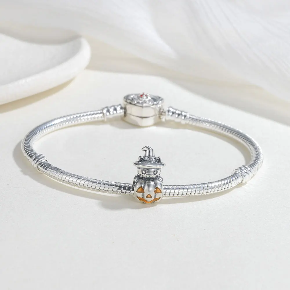 New 925 Sterling Silver Charms Halloween Magic Cat Pumpkin Bead for Original Bracelet DIY Jewelry Outfit Gift For Women