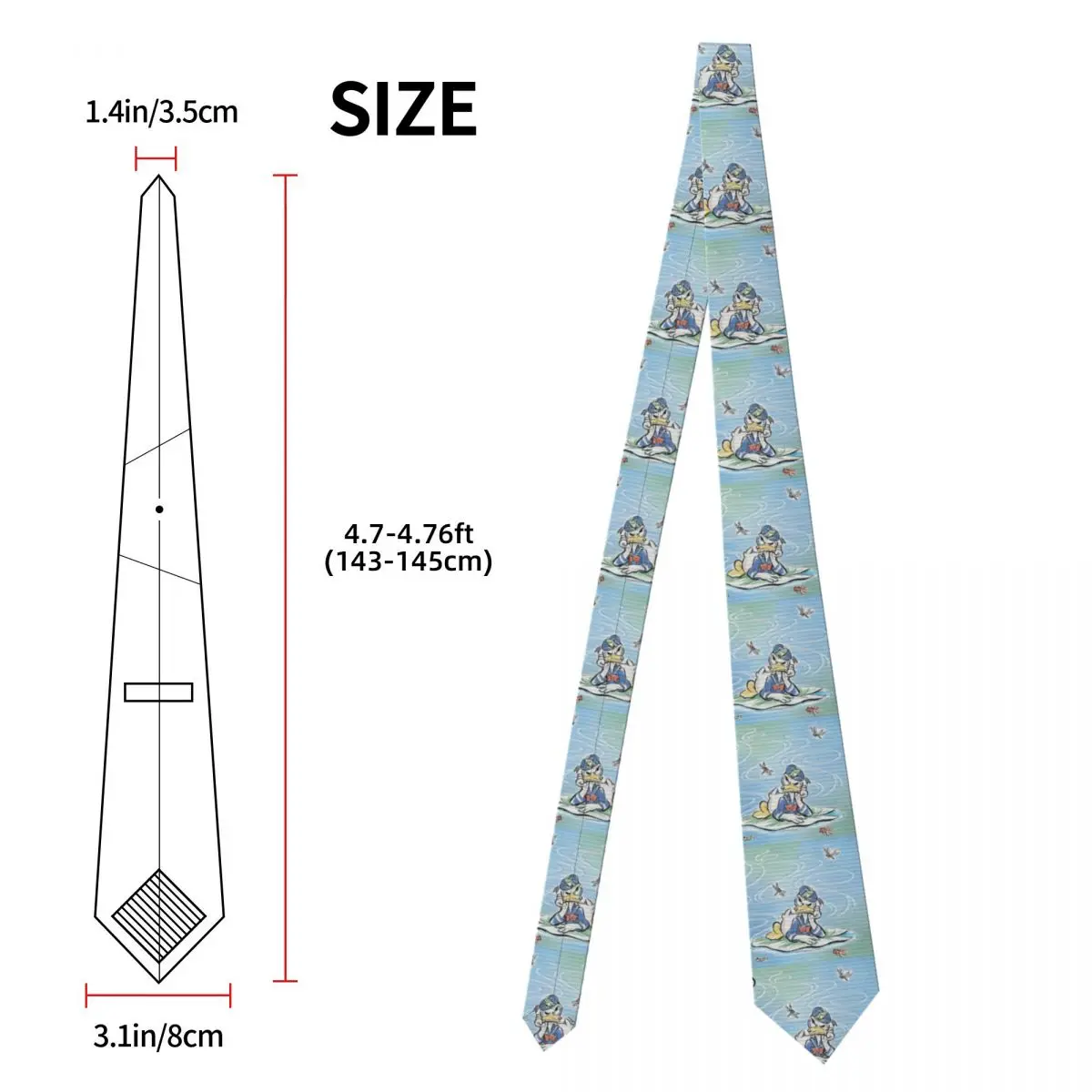 Personalized Donald Duck Anime Cartoon Neckties Men's Silk Comic Neck Tie for Wedding