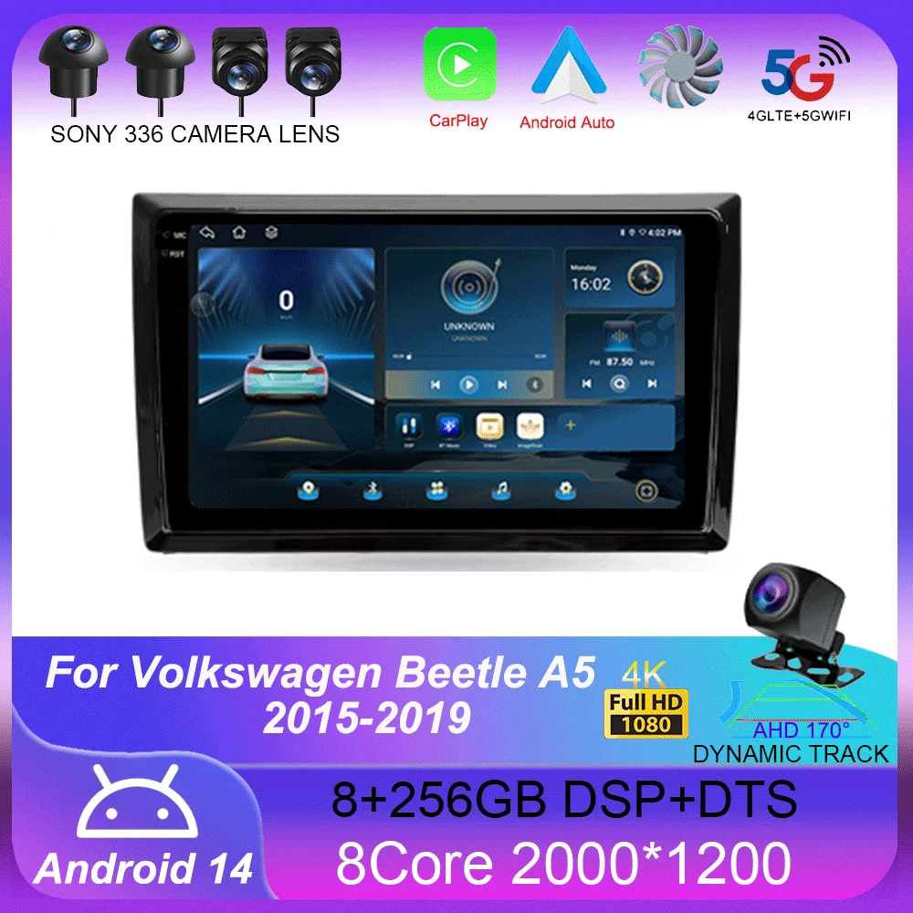 Android 14 For Volkswagen Beetle A5 2011 - 2019 Car Radio Multimedia Video Player Navigation stereo GPS