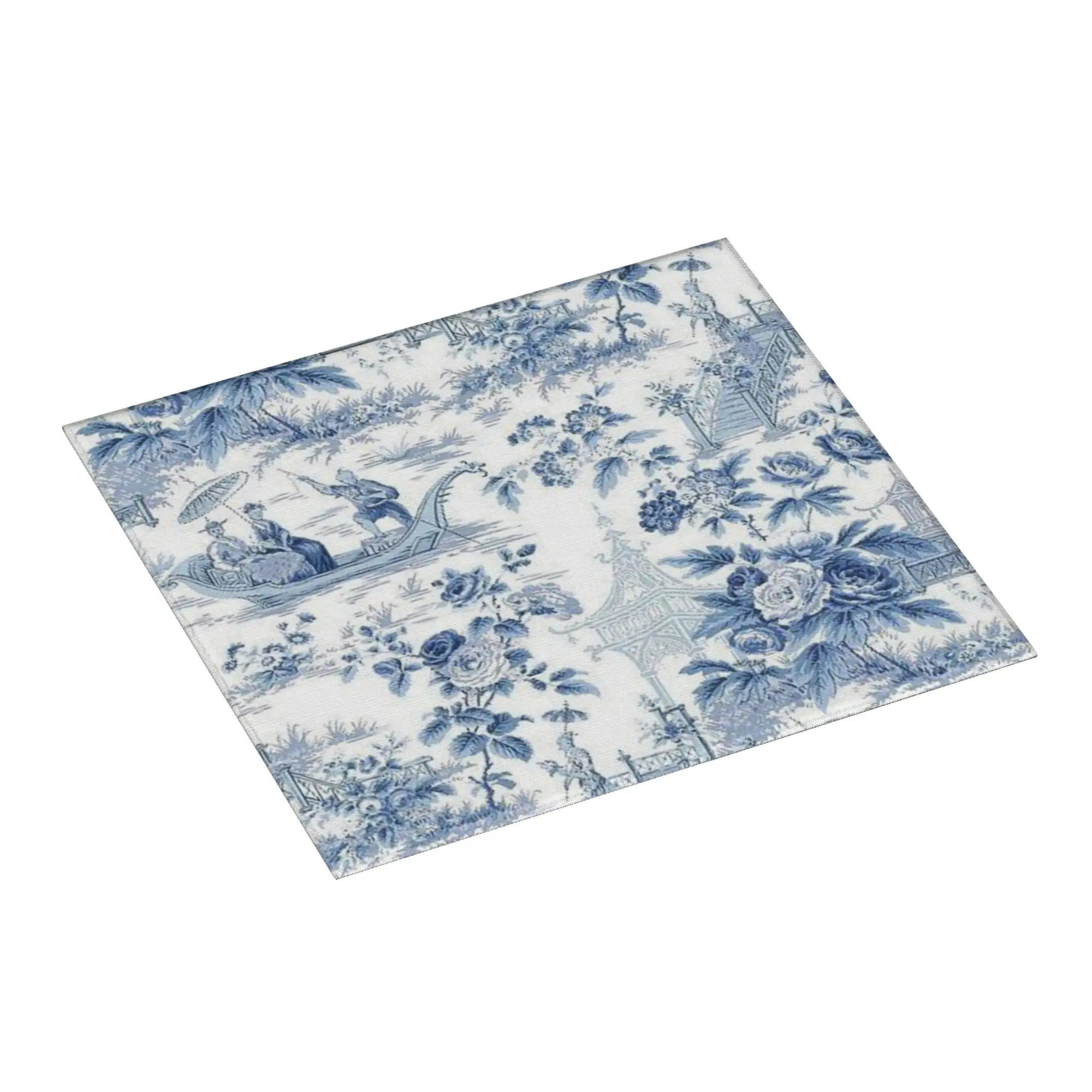 Drying Mat For Kitchen Powder Blue Chinoiserie Toile De Jouy Barware Tableware Oil Proof Washable Kitchen Sink Drying Pad