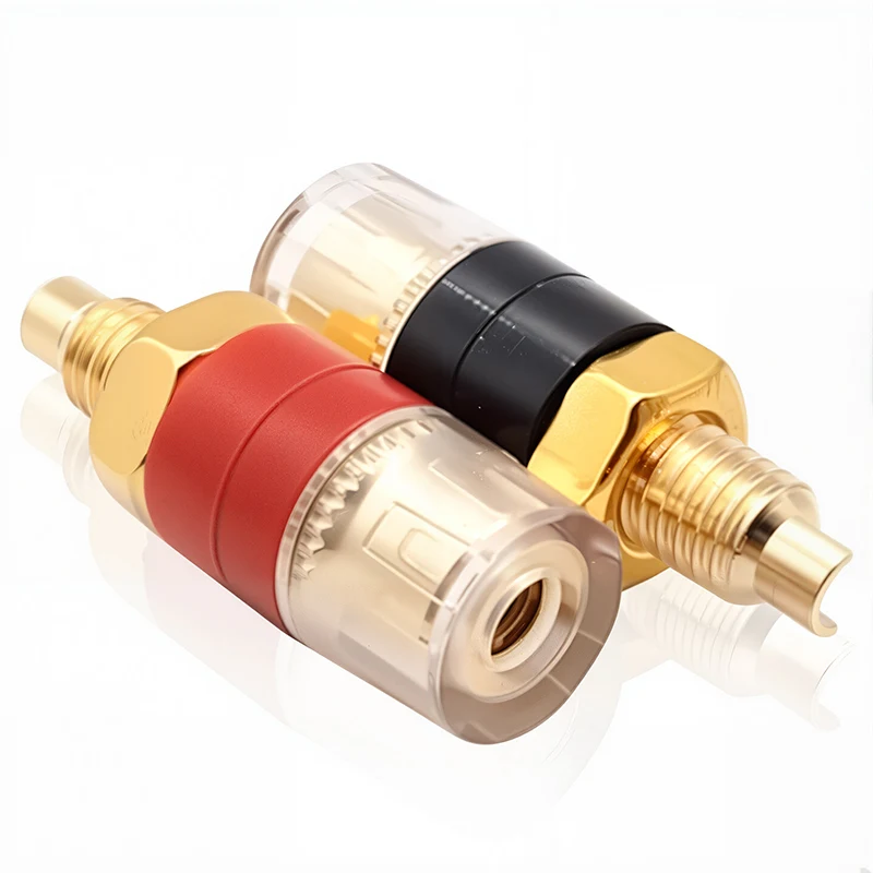 4Pcs 4mm Gold Plated HIFI Speaker Amplifier Binding Posts Brass Terminal Connector With Transparent Shell Banana Plug Socket