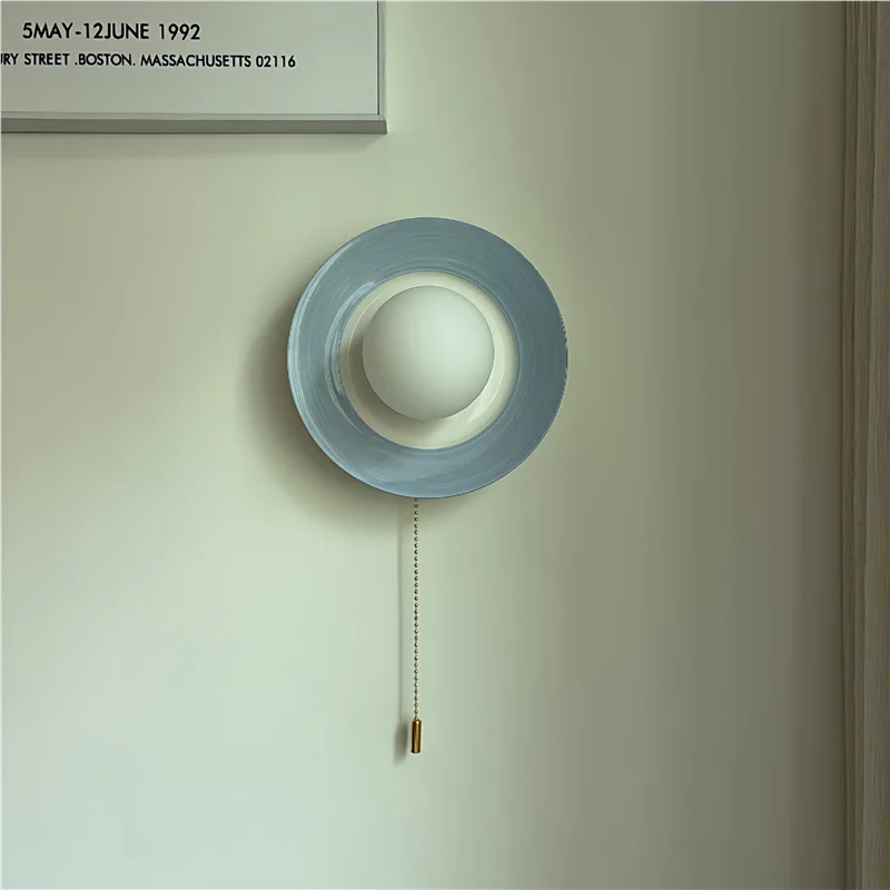 Creative Wireless Charging Wall Lamps Dopamine Colored Cream Wind Rope Switch Bedroom Bedside Night LED Wall Sconces Art Fixture