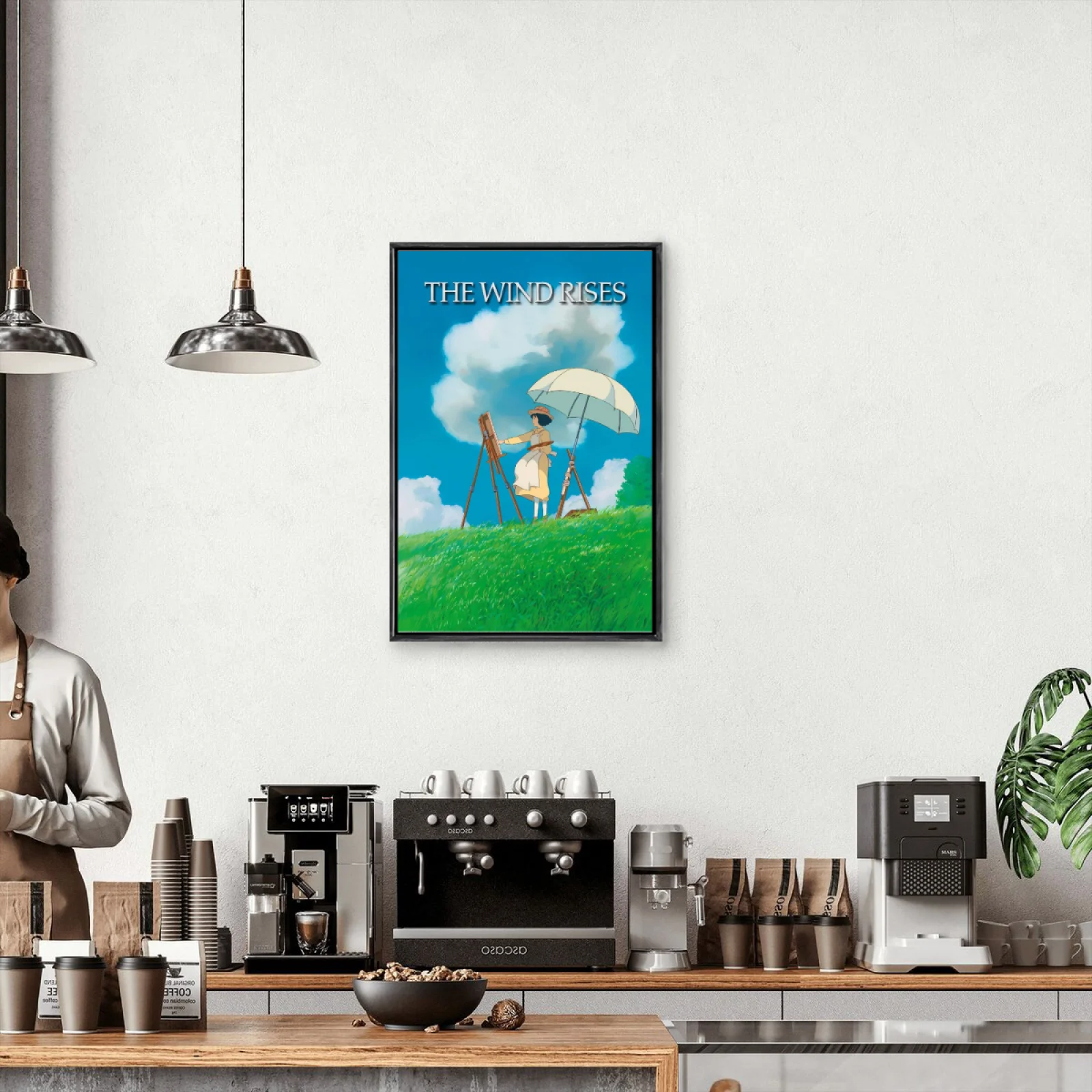 Affiche en toile multi-tailles de Manga japonais, Art mural à Double cadre, décoration de maison The Wind Rise