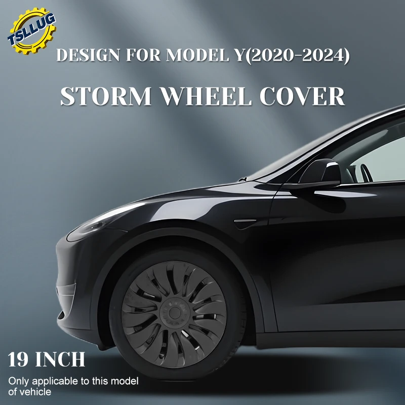 

4PCS For Tesla Model Y 2020-2024 Storm Style Wheel Cover 19 Inch Car Replacement Automobile Hub Cap Full Rim Car Accessories