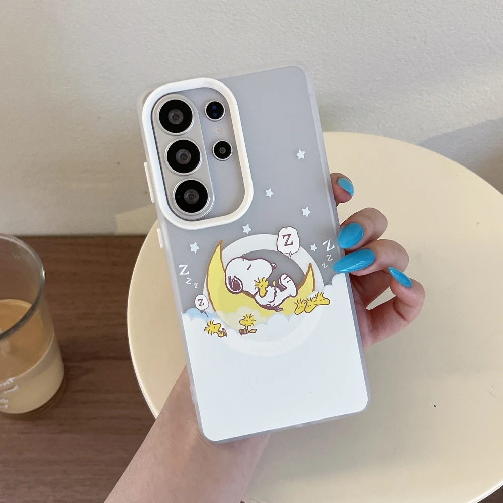 Cute Peanut Snoopy Charlie Brown Magnetic Magsafe Wireless Charge Phone Case For Samsung Galaxy S26 25 24 23 Ultra Puls Cover view 5