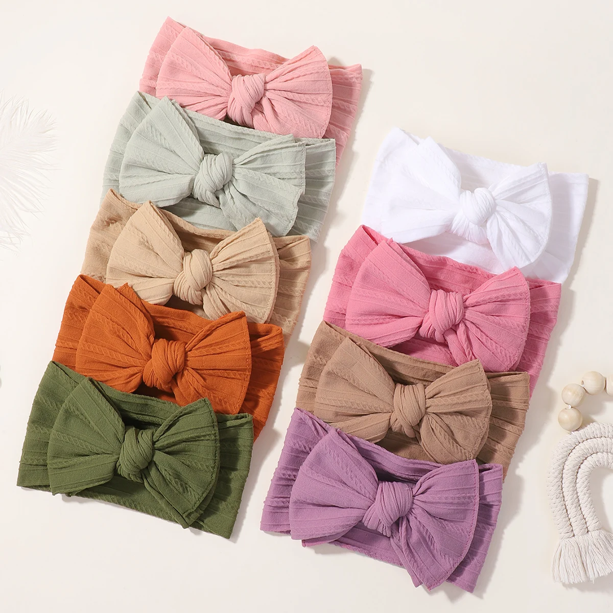 

3pcs Lovely Cable Knit Baby Bows Headbands for Girls Elastic Knit Turban Hair Bands Soft Nylon Kids Headwear Hair Accessories