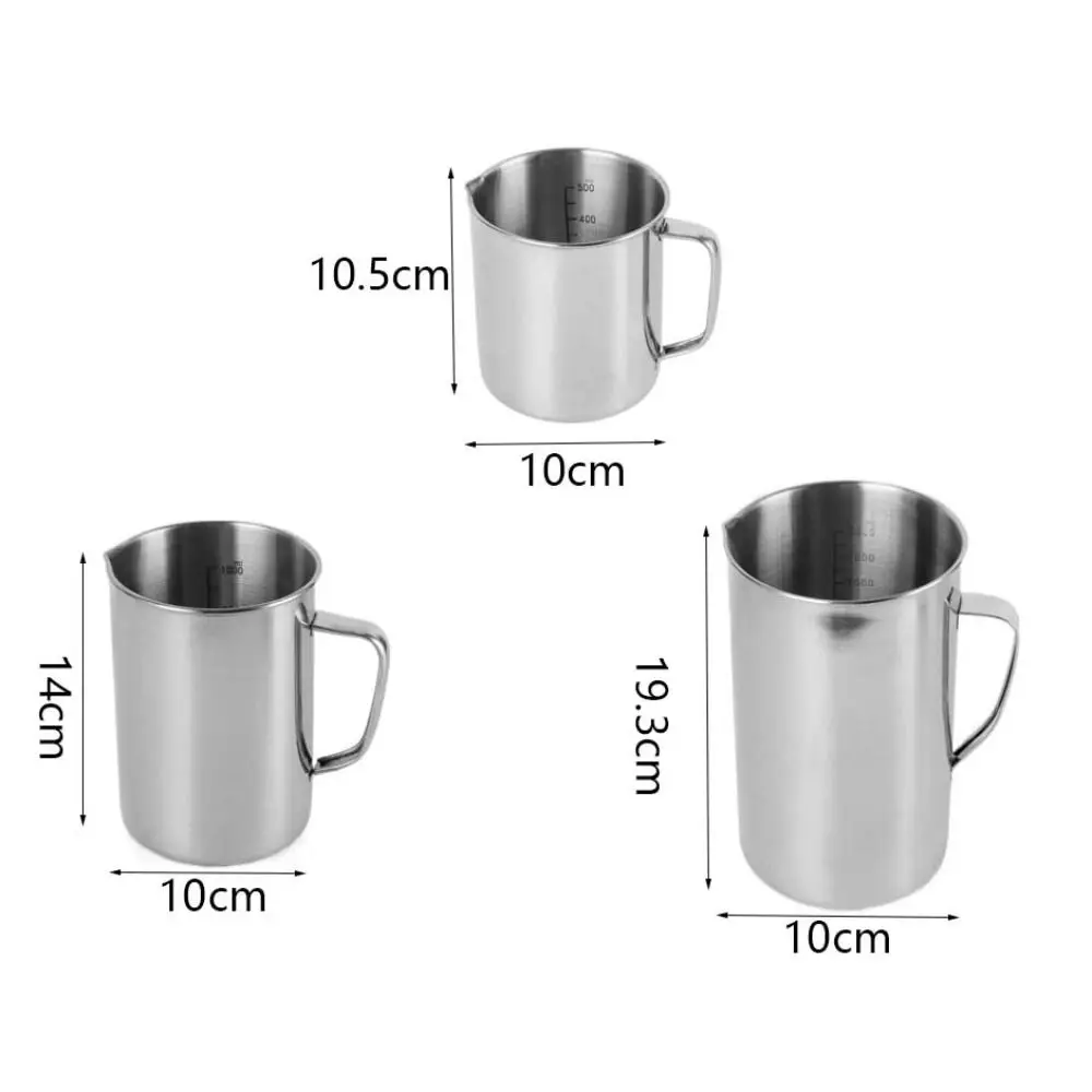 Scaled Stainless Steel Measuring Cup with Diversion Port Handle Educational Equipment Cup Large Capacity 500/1000/2000ml