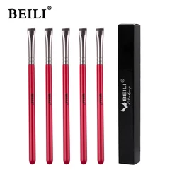 BEILI Red 5PCS Makeup Brushes Synthetic hair Eyebrow Eyeliner Natural goat hair Eyeshadow blending кисти для макияжа