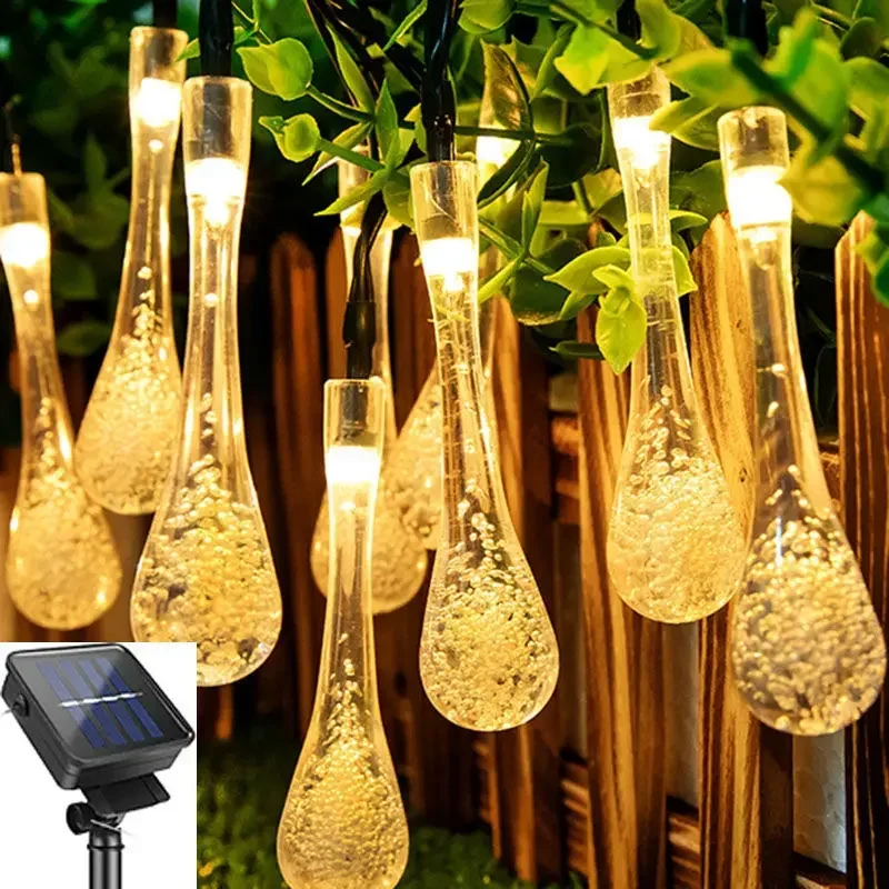 Water droplets Solar String Lights led Waterproof Outdoor Decoration garland Fariy Lights Christmas Wedding party Garden