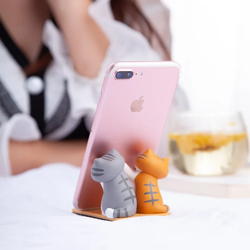 Cute Cat Mobile Phone Holder Creative Phone Storage Holder Model Smartphone Base Stand Desktop Decoration Space Saving