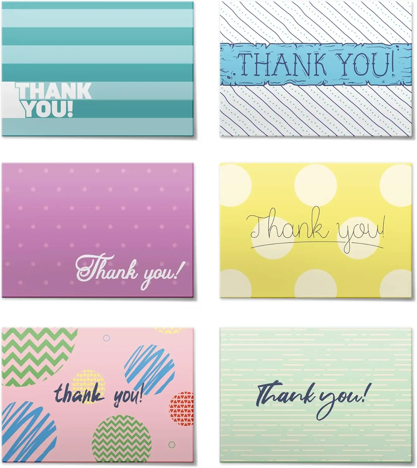 

(24pcs) Thank You Cards Set, Includes Blank Cards & Envelopes with Stickers, 4x6", modern design "dots-lines"
