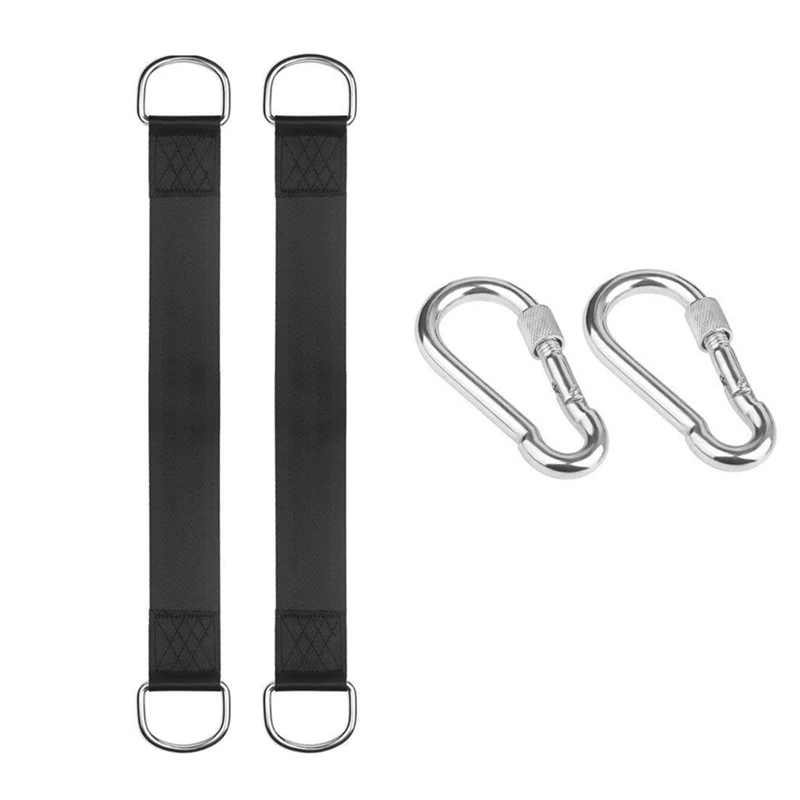 2Pcs Tree Swing Straps Hanging Kit With 2 Carabiners Single Bar Extension Belt Belt