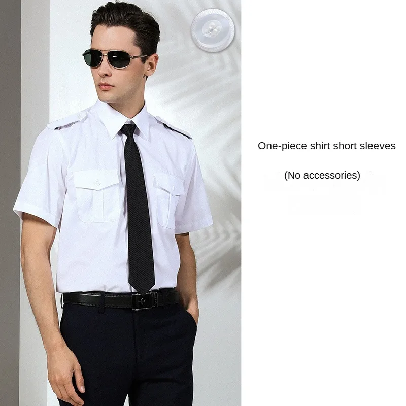 الصيف سلاح الجو موحدة قصيرة الأكمام قمصان بيضاء الطيار الأمن عمال الزي الرجال نمط غير رسمي ساحة طوق قمصان العمل