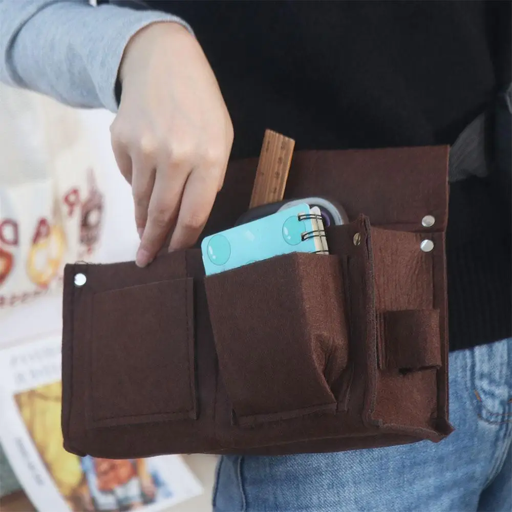 Chemical Fabric Belt Tool Kit Wear-resistant Large Capacity Tool Waist Bag Brown Rivet Reinforcement Carpenter's Nail Bag