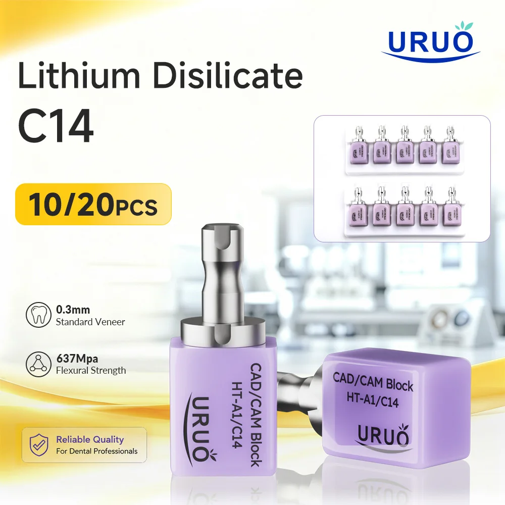 10/20PCS Dental Lithium Disilicate C14 Dental Glass Ceramics For 0.3mm Venner Crown Inlay Onlay Bridge LT/HT/MT Crown Materials