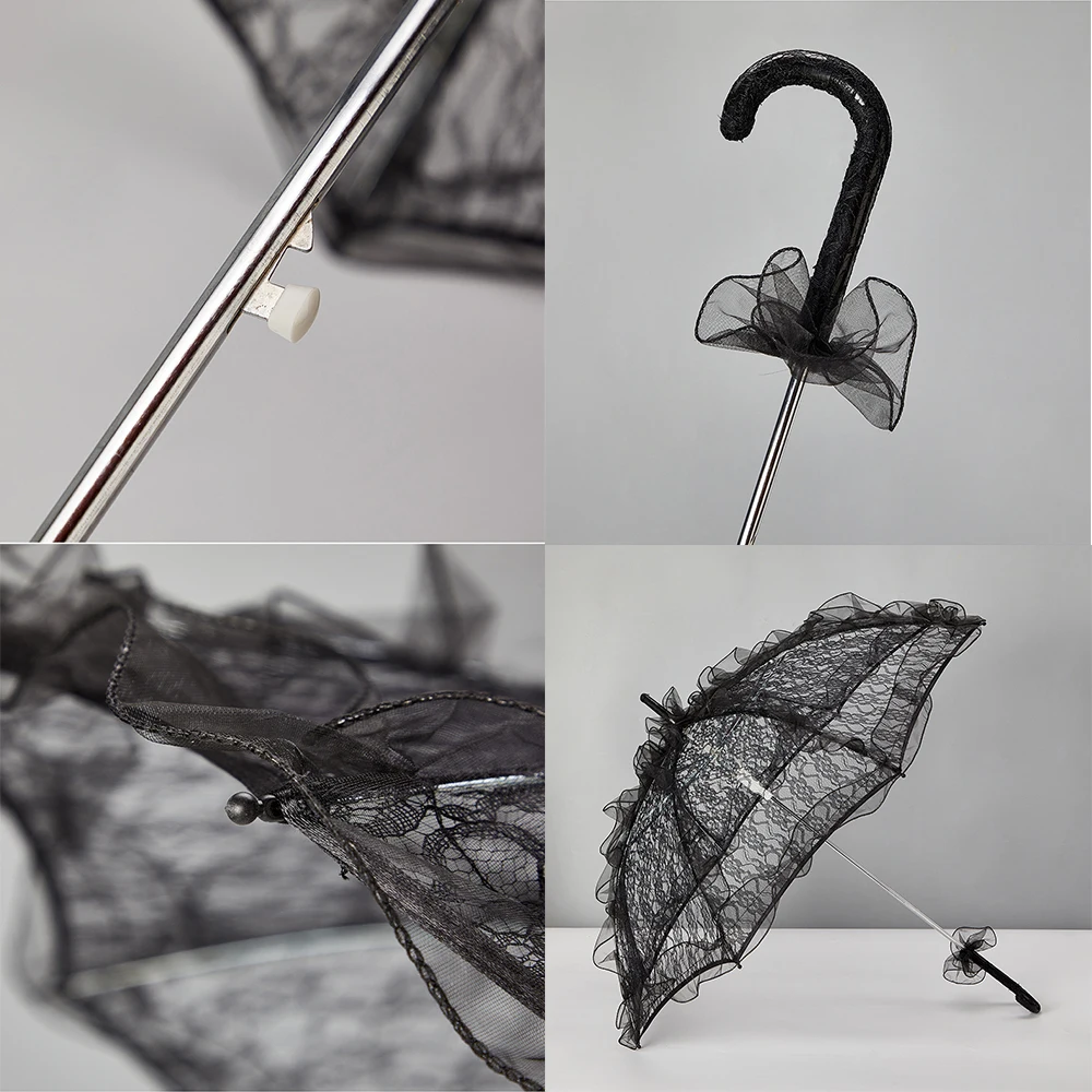 Lace Parasol Umbrella for Wedding, Bridal Photo Prop, Gothic Lolita Ruffle Umbrella, Decorative Umbrella for Bridesmaid Party image 4
