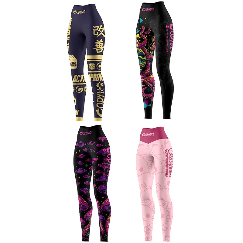 Cody Lundin-pantalones deportivos de gimnasio con estampado de compresión completa para mujer, mallas transpirables de secado rápido MMA Grappling Jiu jitsu