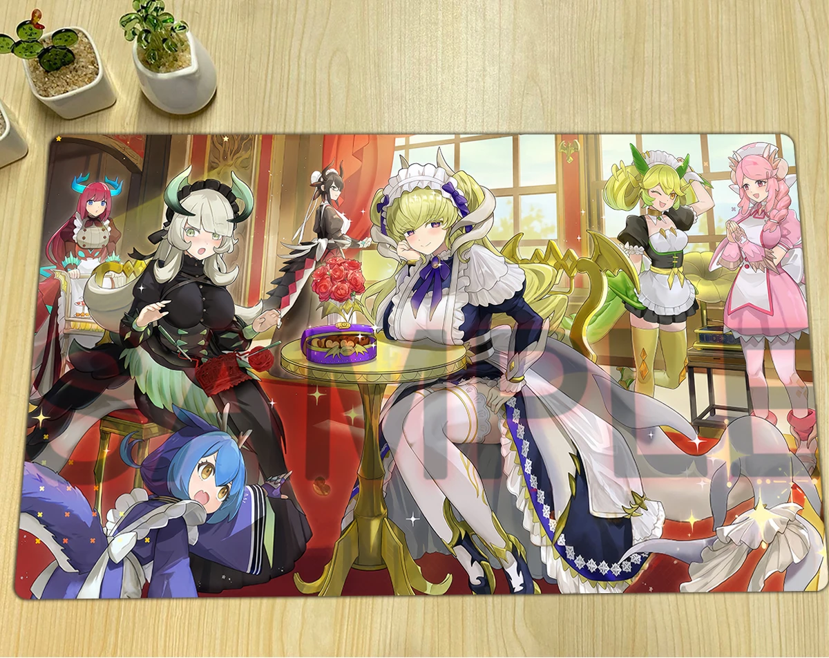 YuGiOh Lady's Dragonmaid Playmat Chamber Dragonmaid TCG CCG Mat House Dragonmaid Board Game Pad Trading Card Game Mat Mousepad