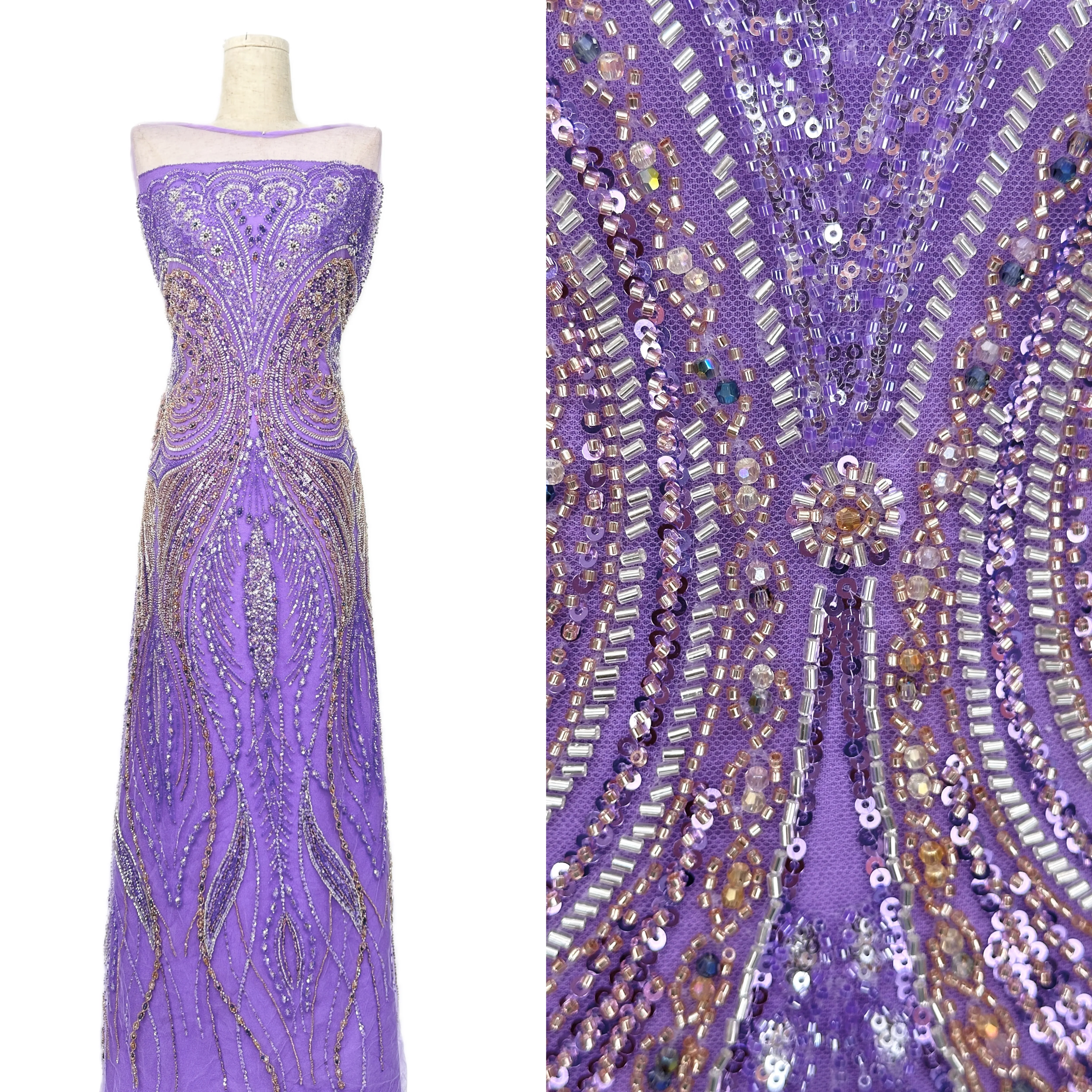 Luxury Elegant European Bridal Lace Fabric with African Party Groom Beads And Sequins for Nigerian Wedding French Lace