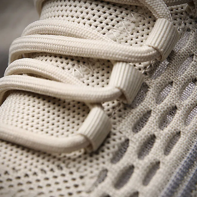 Men Sports Shoes Flat Bottom Lightweight Slip On Soft Elastic Fly Mesh Breathable Male Sneakers Running Newest