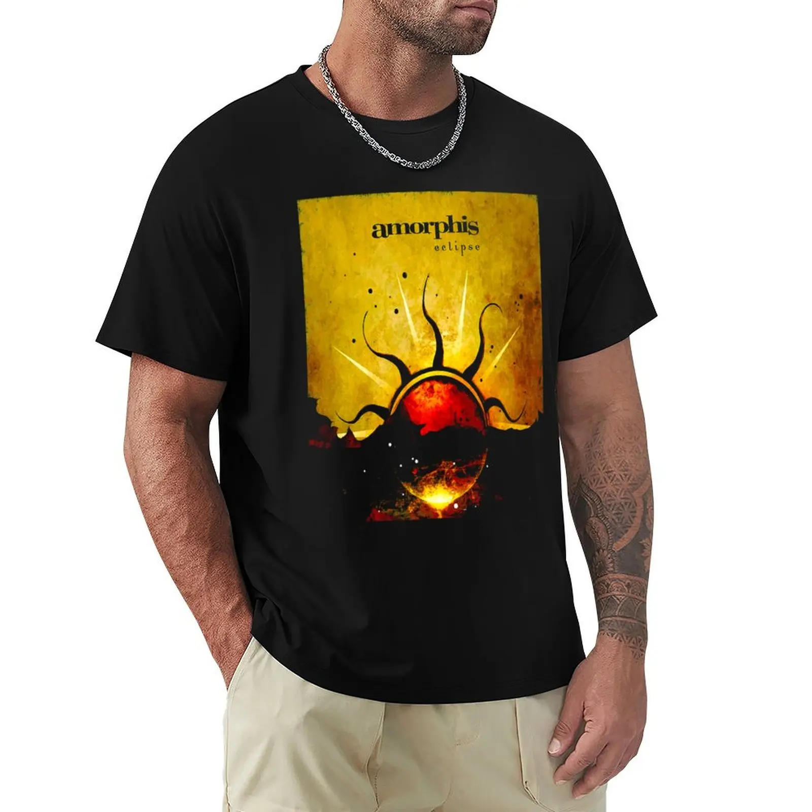 Eclipse Amor Amor Heavy Metal Band T-Shirt Basic Plain Short Sleeve Crew Neck Tee