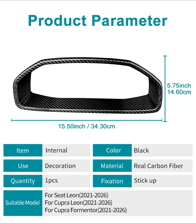 Echte Trocken-Hartkohlefaser-Verkleidung für Cupra Formentor/Cupra Leon/Seat Leon 2021 2022 2023 2024 2025 2026 LHD Tachometerblende – Detail 8