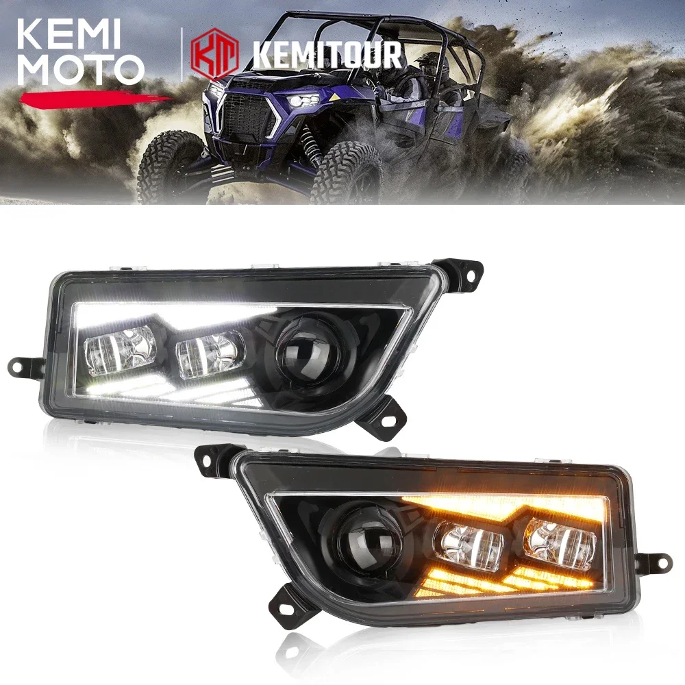 KEMIMOTO LED Front Headlight Compatible with Polaris RZR XP 1000/4 1000/XP Turbo/Turbo S /4 turbo /900 /S 900 General 1000 2014+