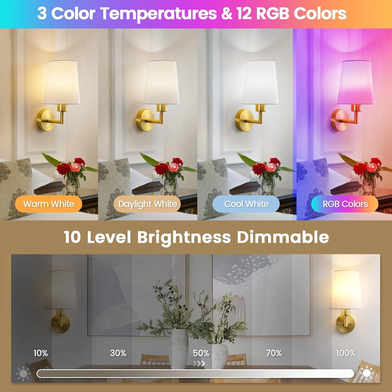 Wireless Rechargeable Battery-Powered Wall Light with Dimmable, Detachable Bulb and Remote Control, 15 Colors, Suitable for Bedroom, Living Room, Hallway Decoration image 3
