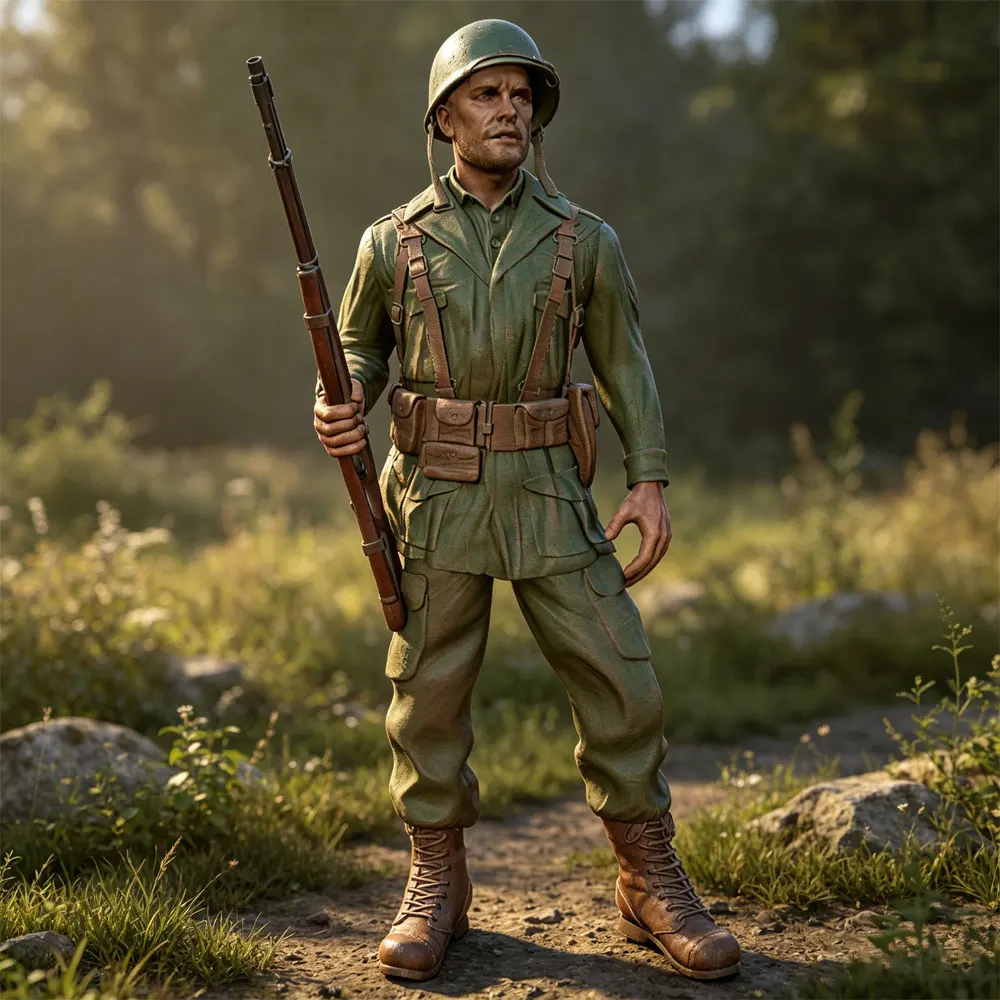 1/24/12/6 Scale soldier holding a rifle resin model, GK small 3D printed model statue, high-precision resin model, not painted