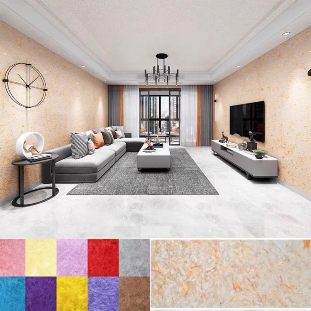 Plant Fiber Wall Clothe Durable Plant Glue Powder Wall Mud Absorbs Noise Heat Insulation Coating Wall Covering Liquid Wallpaper