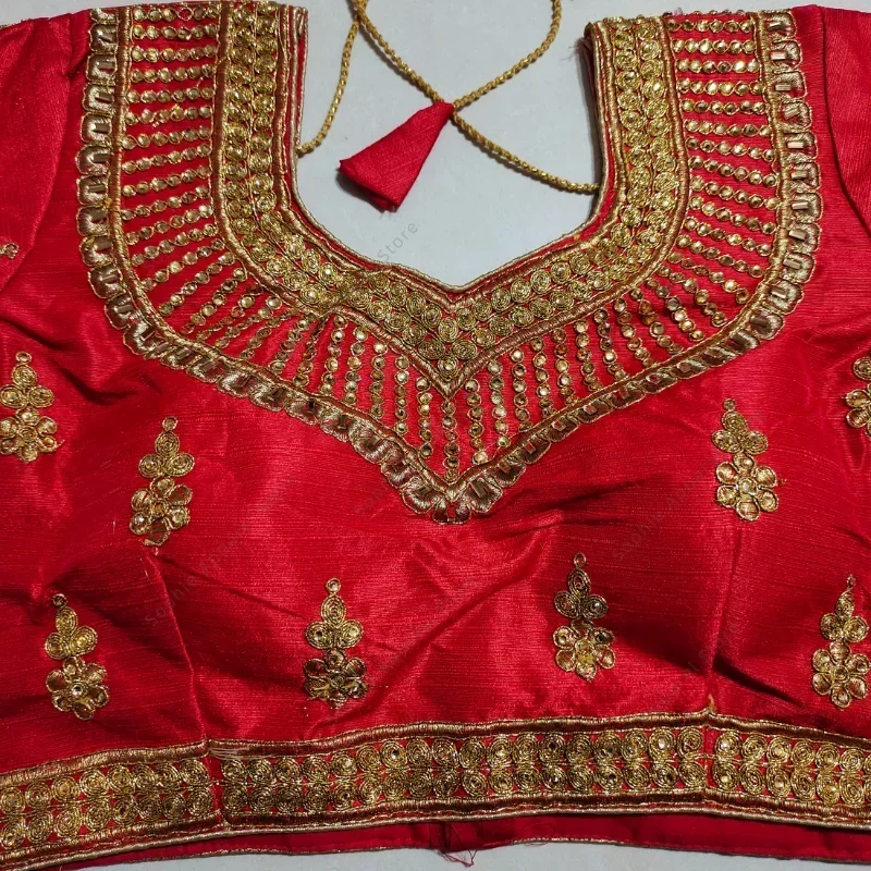 Traditional Indian Clothing Sari Tops Women Blouse Summer Gold Thread Embroidery Pakistani Clothes Saree Shirt India - view 4