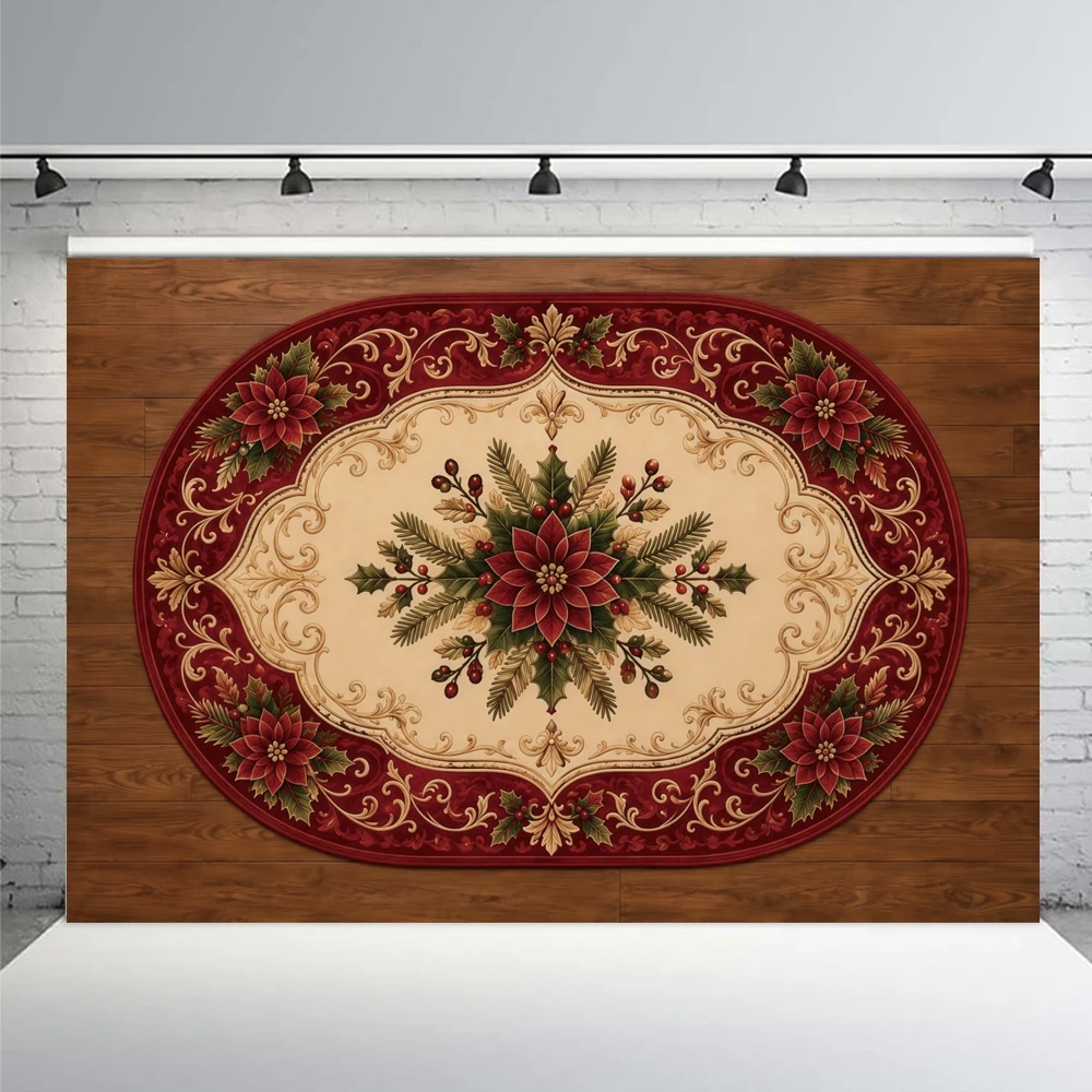 Christmas Snowflake Pattern Photography Background Persian Ethnic Style Living Room Floor Decoration Xmas Party Backdrop Banner