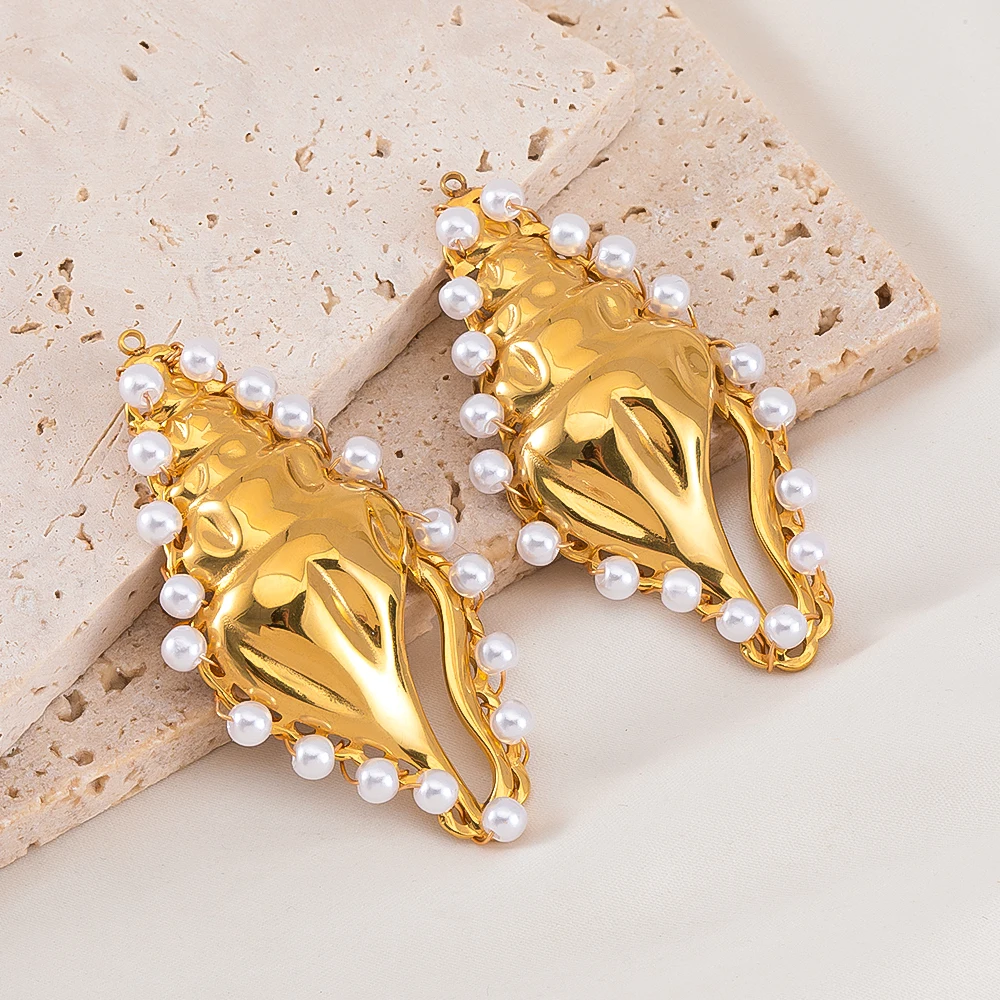 1pc Stainless Steel Big Shell Starfish Conch Charm Pendant for DIY Earrings Necklace Jewelry Making Supplies view 5