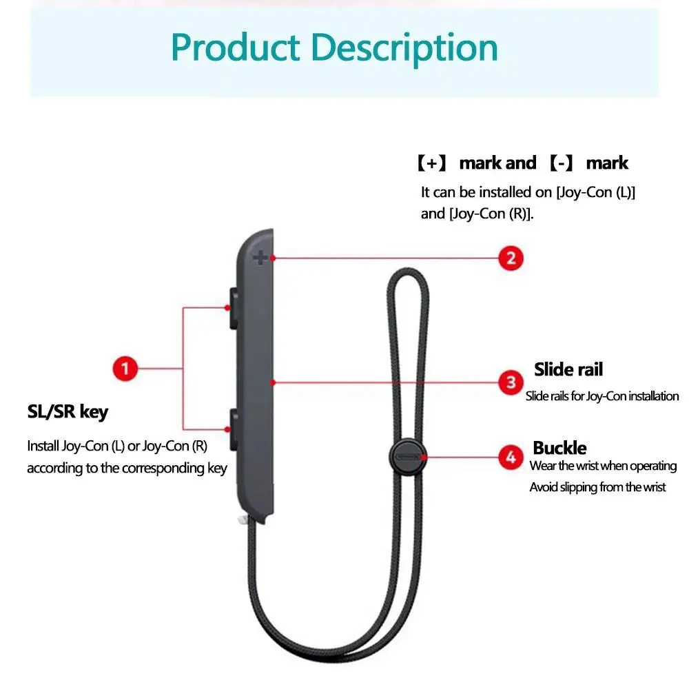 Joy Con Polsband voor Schakelaar/Schakelaar OLED Joycon Controle Bevestiging Polsband Lanyard Vervangende Onderdelen Accessoire 1pcs Zwart