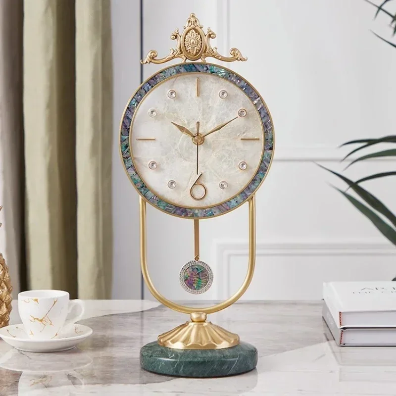 Reloj despertador Retro de lujo, mesa para sala de estar, reloj despertador silencioso europeo a la moda, dormitorio moderno, Despertador creativo, decoración del hogar