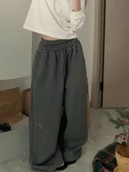 HOUZHOU-pantalones de chándal holgados para mujer, ropa de calle Vintage Y2k, pantalones deportivos de gran tamaño, moda coreana, Harajuku, gyuu, Kpop