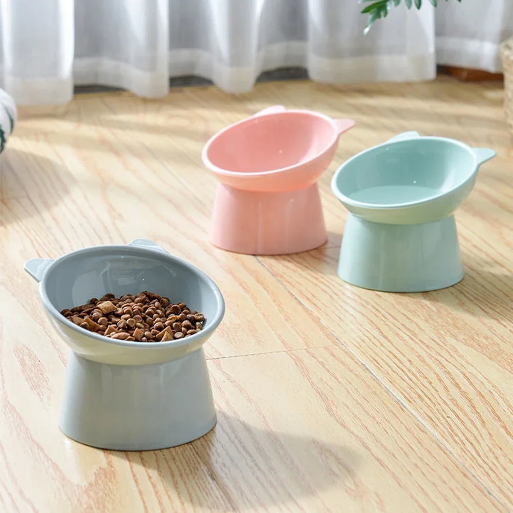 Plastics Diagonal High Feet Cute Protection Cervical Spine Dog Bowl Drink Water Bowl Pet Supplies Cat Bowl Pet Accessories ﻿