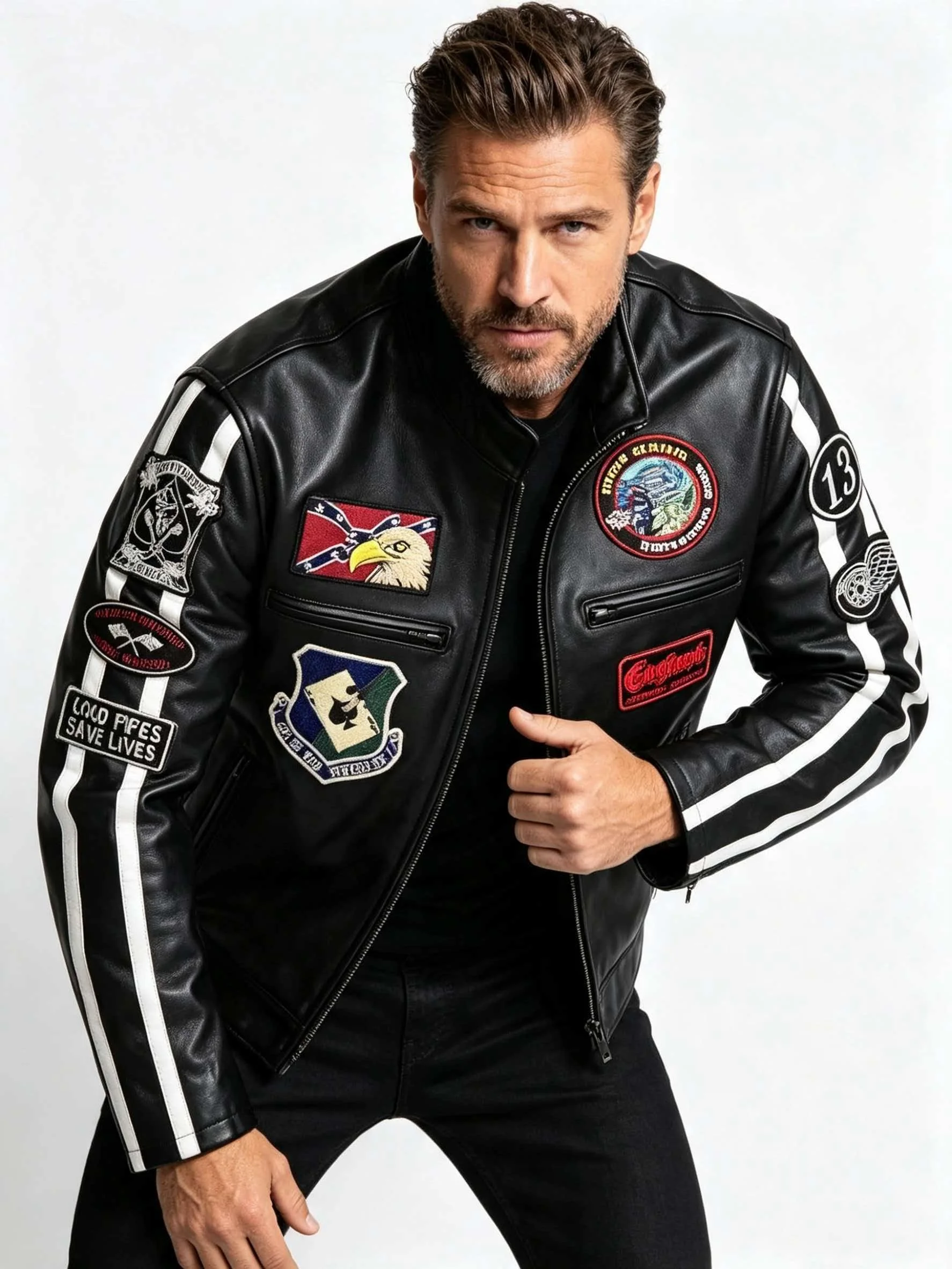 Black Autumn Leather Jacket Men Retro Style Plus Size 4XL Genuine Natural Cowhide Stand Collar Motorcycle Sports Coat