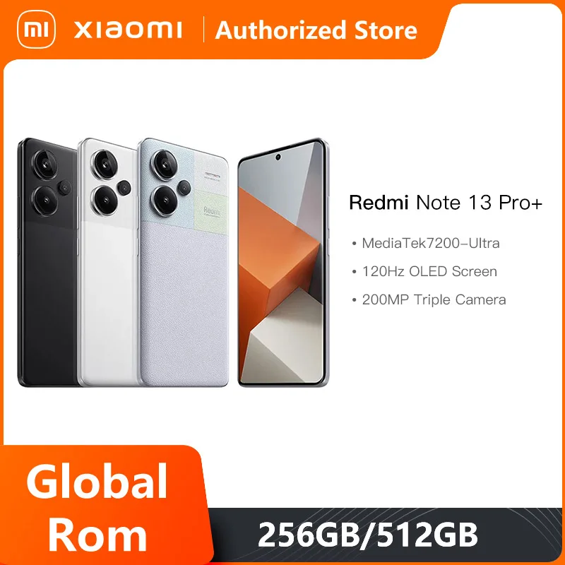 Xiaomi Redmi Note 13 Pro+ Plus Global ROM 256 ГБ 512 ГБ Смартфон 5G Dual SIM NFC 200 МП OIS Камера 1.5K изогнутый экран MIUI 14