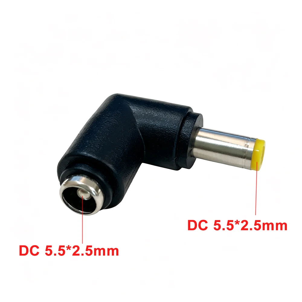 5Pcs DC Power Converter Plug 5.5x2.5mm Female To 5.5x2.5mm Male 90 Degree Right Angle DC Power Adapter Connector